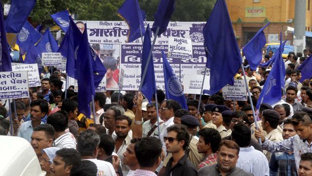 Dalits protest in Ahmedabad against attacks by "cow protecters".Photo: HT