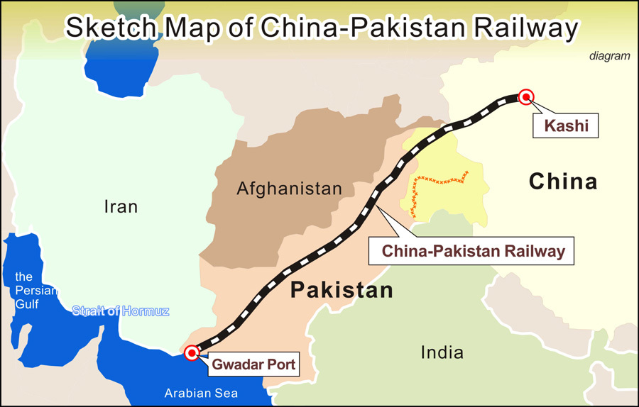 China-Pakistan Economic Corridor cutting through Pakistan-administered Kashmir claimed by India