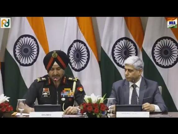 Lt.Gen.Ranbir Singh, Indian army's Director General of Military Operations addressing the media with the Foreign Ministry spokesman Vikas Swarup 