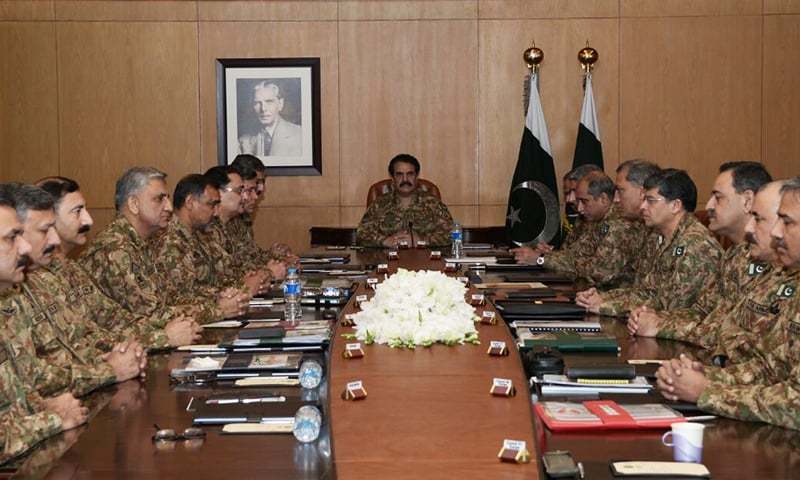 Pakistan army chief, Gen.Raheel Sharif. meets Corps Commanders at the General Headquarters in Rawalpindi on Monday to discuss possible retaliatory strike by India   