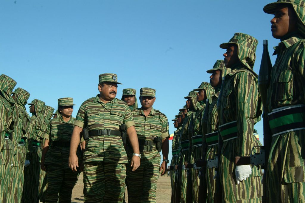 Prabhakaran inspecting his troops