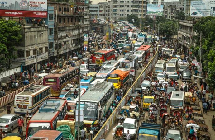 Traffic gridlock is common in Dhaka 