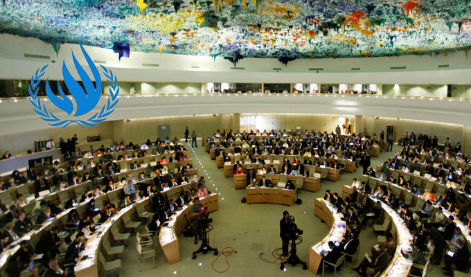 UN Human Rights Council (UNHRC) in session at Geneva