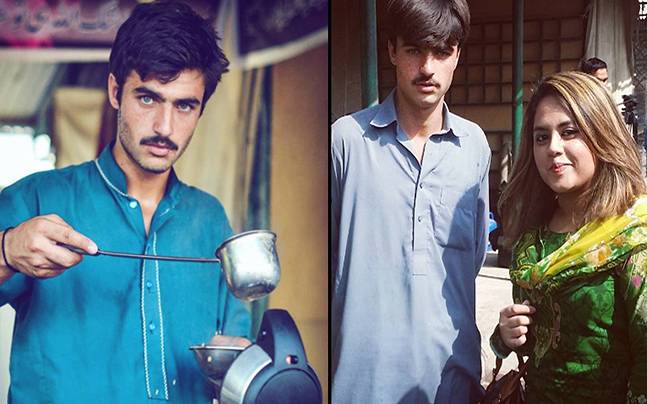 Jiah Ali poses with the overnight celebrity Arshad Khan