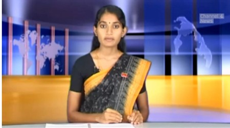 Isaipriya reading the news in Tamil Tiger TV Nidarshanam