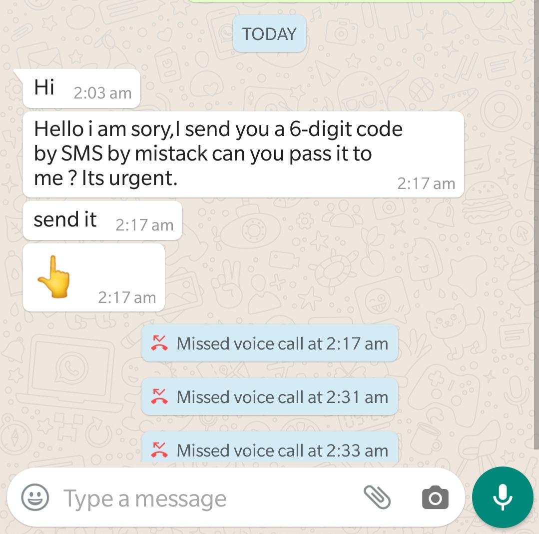 Message requesting for WhatsApp code