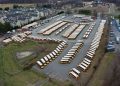 About 200 school buses are parked at the Montgomery County Schools Clarksburg Bus Depot in Clarksburg, Maryland on March 16, 2020.PHOTO: AFP