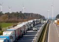 A 10 km queue of trucks stuck on the A12 motorway near the Polish-German border from outside the eastern German town of Frankfurt on March 16, 2020.PHOTO: AFP