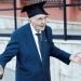 Giuseppe Paterno, 96, Italy's oldest student, celebrates after graduating from his undergraduate degree in history and philosophy during his graduation at the University of Palermo, in Palermo, Italy, July 29, 2020.