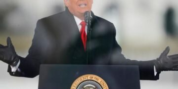 U.S. President Donald Trump speaks during a rally to contest the certification of the 2020 U.S. presidential election results by the U.S. Congress, in Washington, U.S, January 6, 2021. REUTERS/Jim Bourg