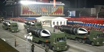 North Korea showcased new weapons at a night-time parade to mark the end of the ruling party's eighth congress [KCNA via Reuters]
