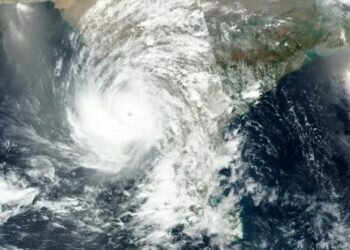 An image released by NASA shows the cyclone approaching western India. Image credits: NASA