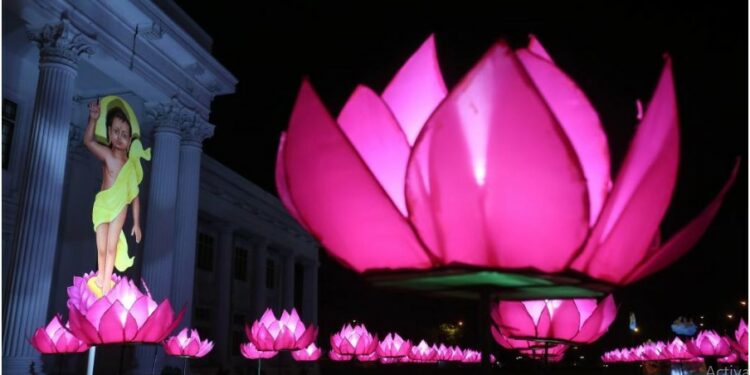 This year Vesak was  low key in Sri Lanka, but the decorations were colourful