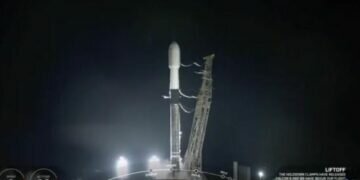 A SpaceX rocket launches from Vandenberg Space Force Base early Saturday, December 18, 2021 at Vandenberg Space Force Base in California. (Photo: SpaceX via AP)