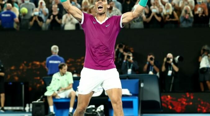 Rafael Nadal takes in the crowd after hitting a winner.. Image credits - Australian Open / Twitter