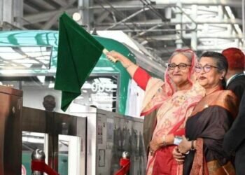 Bangladesh PM Sheikh Hasina inaugurating the country’s first metro rail service in Dhaka [Bangladesh Prime Minister’s Office via AP]