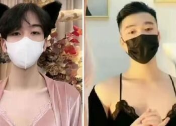 Men dressed in nightgowns appear in screenshots from livestream shopping platforms posted on China's Twitter-like Weibo platform on January 12, 2023.. Image credits - Weibo