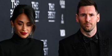 Lionel Messi with his wife Antonella Roccuzz