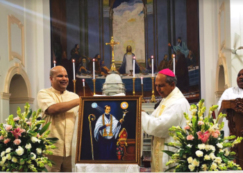 Thanksgiving prayer and unveiling of St. Joseph Vaz portrait held at the Sacred Heart Cathedral, New Delhi
