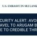 US warns of Credible Threat of Attack in Arugam Bay, Sri Lanka